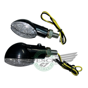 LED Blinker Set in schwarz mit Klarglas , M10 , mit E.Nr Dax
