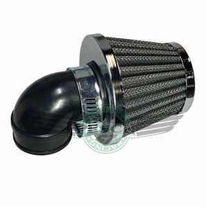 Luftfilter 90° gebogen 30 - 32 mm Anschluß K&N Style Chrom